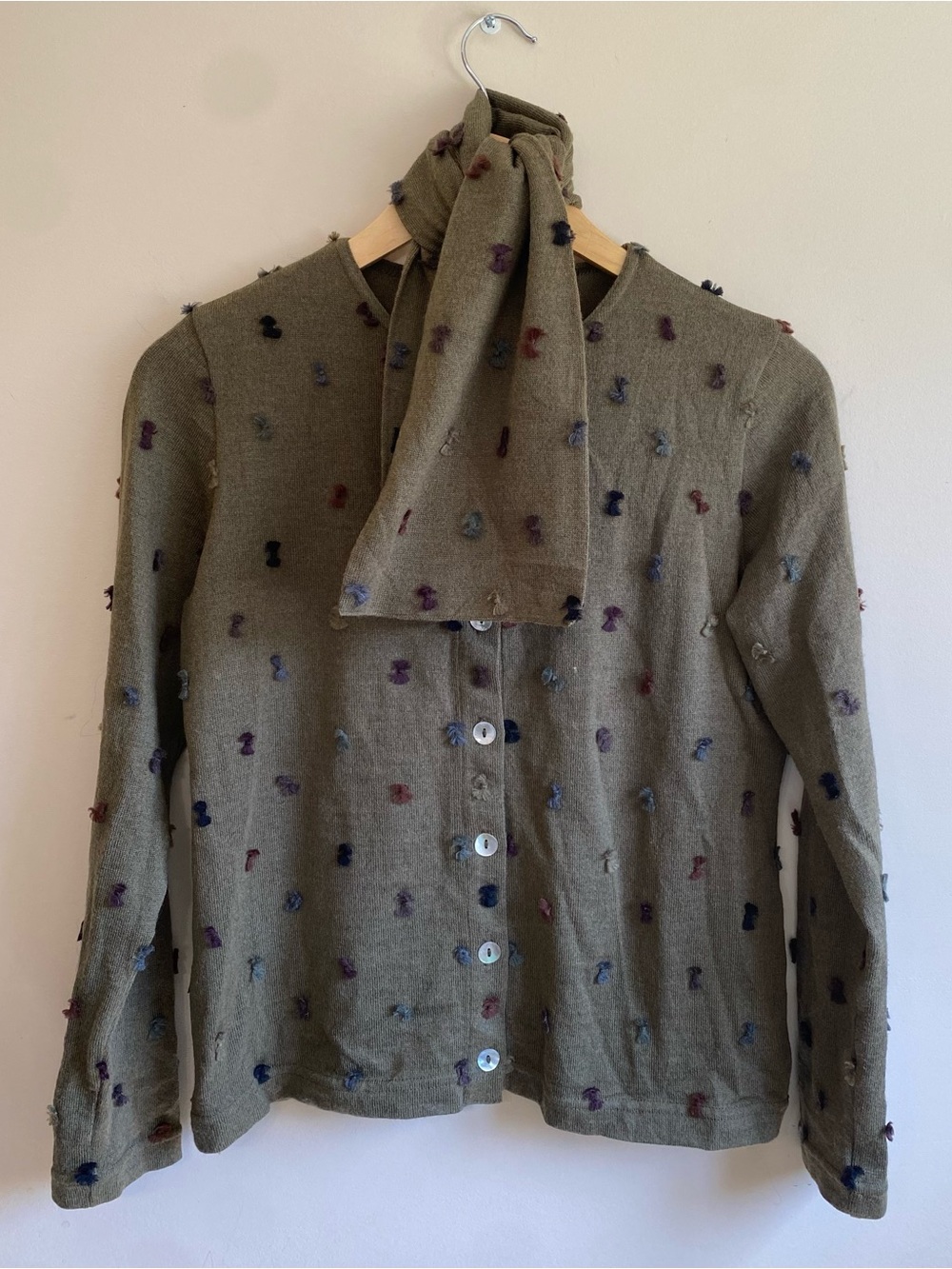 MiaZia merino wool cardigan with matching Scarf